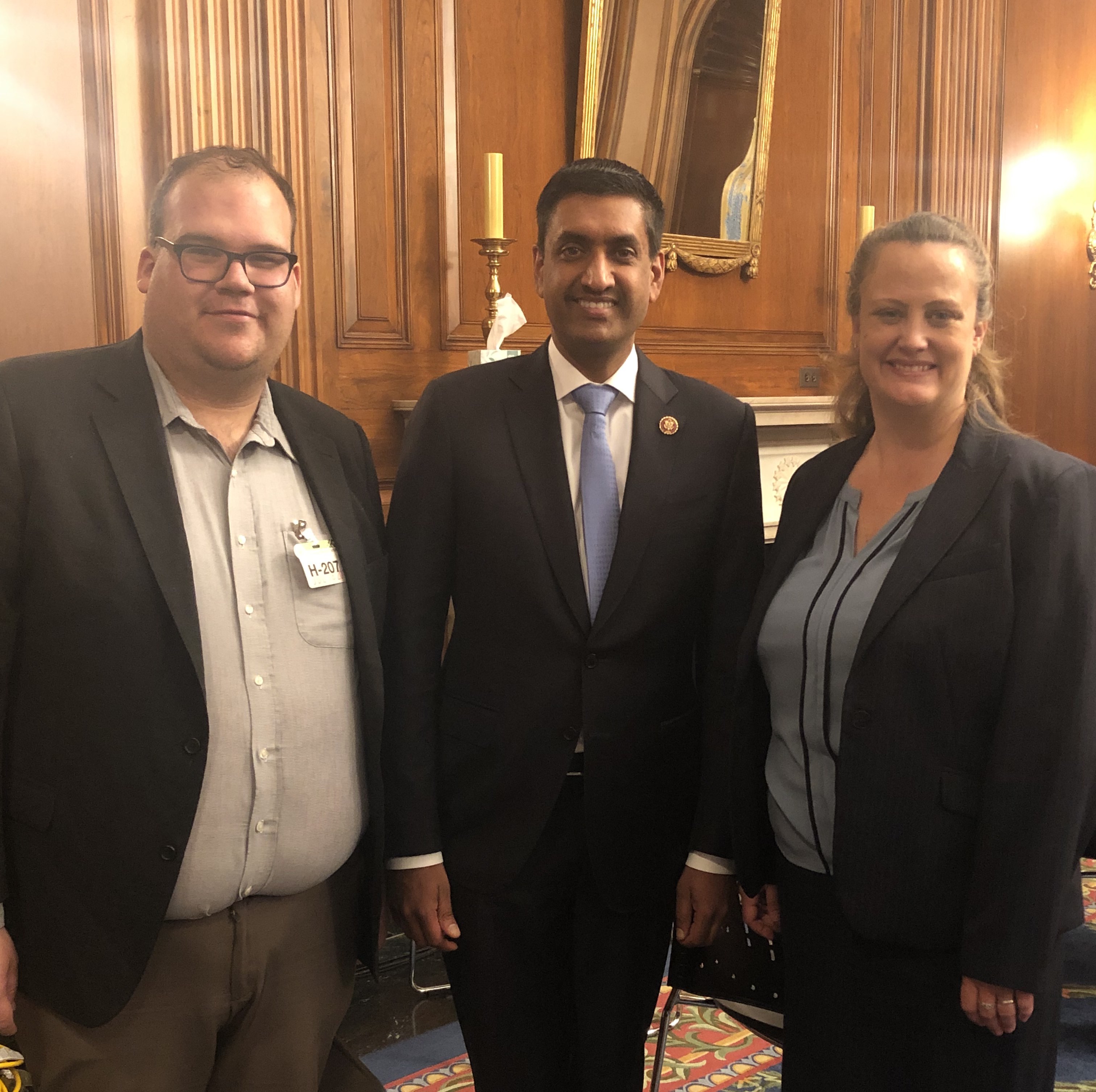 CMEP's Kyle Cristofalo and Rev. Dr. Mae Elise Cannon with Rep. Ro Khanna
